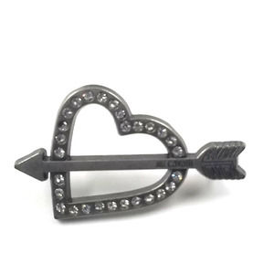 Just Cavalli by Roberto Cavalli Open Heart Arrow Rhinestone Silver Tone Pin